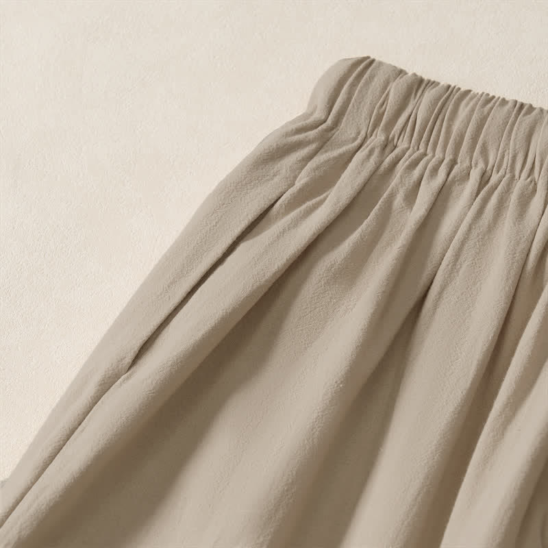 Buddha Stones Summer Casual Drawstring Solid Cropped Pants Men's Harem Pants With Pockets - image 14