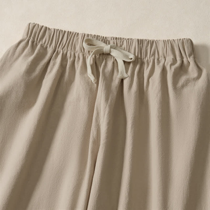 Buddha Stones Summer Casual Drawstring Solid Cropped Pants Men's Harem Pants With Pockets - image 15