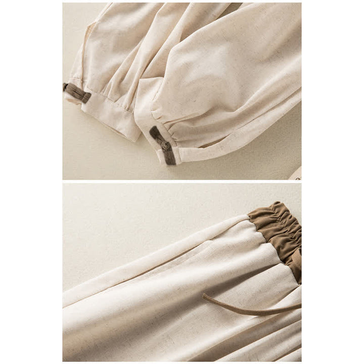 Buddha Stones Plain Cotton Drawstring Women's Harem Pants With Pockets - image 2