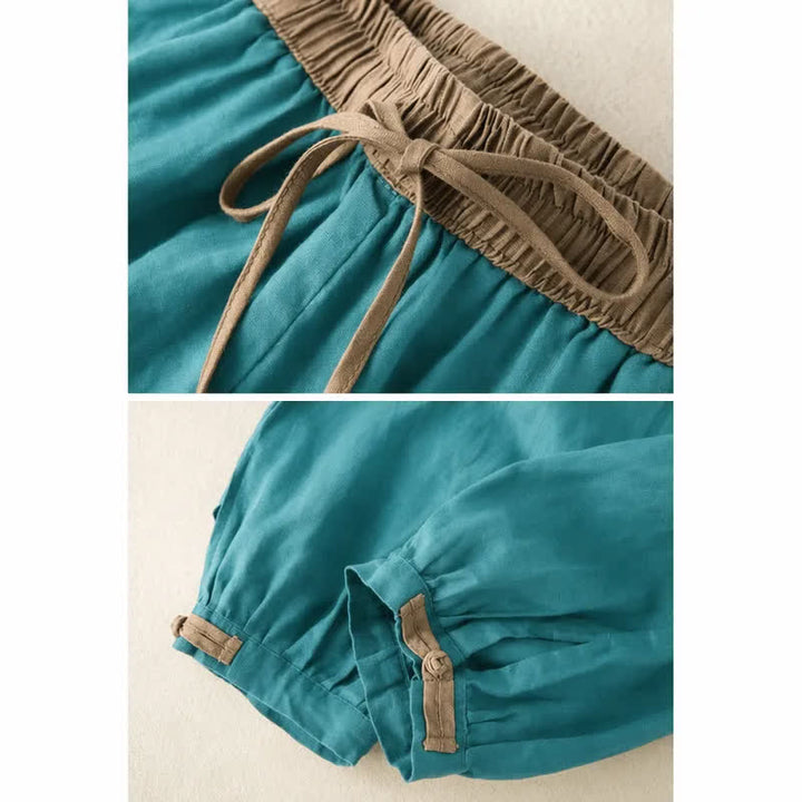 Buddha Stones Plain Cotton Drawstring Women's Harem Pants With Pockets - image 11