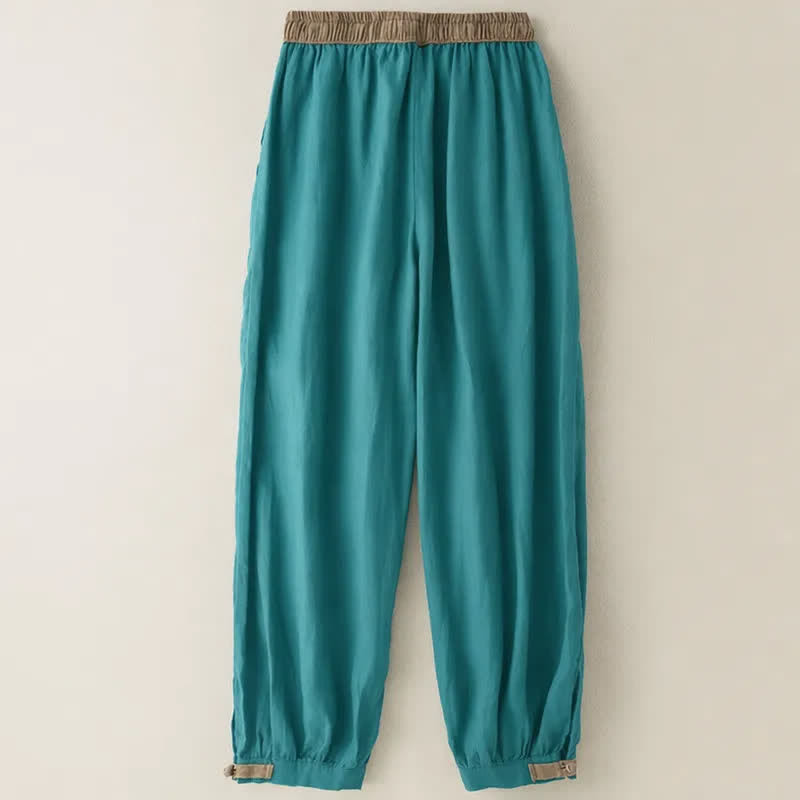 Buddha Stones Plain Cotton Drawstring Women's Harem Pants With Pockets - image 9
