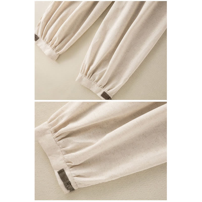 Buddha Stones Plain Cotton Drawstring Women's Harem Pants With Pockets - image 5
