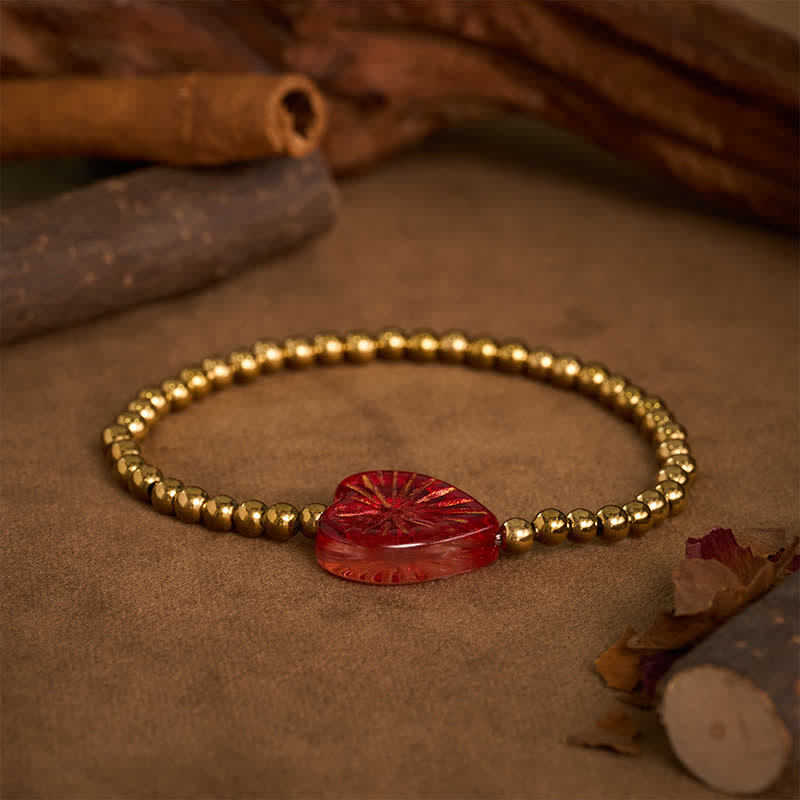 Buddha Stones Titanium Steel Liuli Heart Beaded Strength Bracelet - image 1