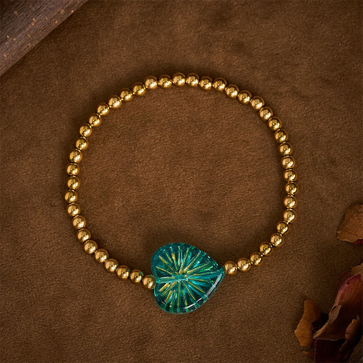 Buddha Stones Titanium Steel Liuli Heart Beaded Strength Bracelet - Blue - image 11