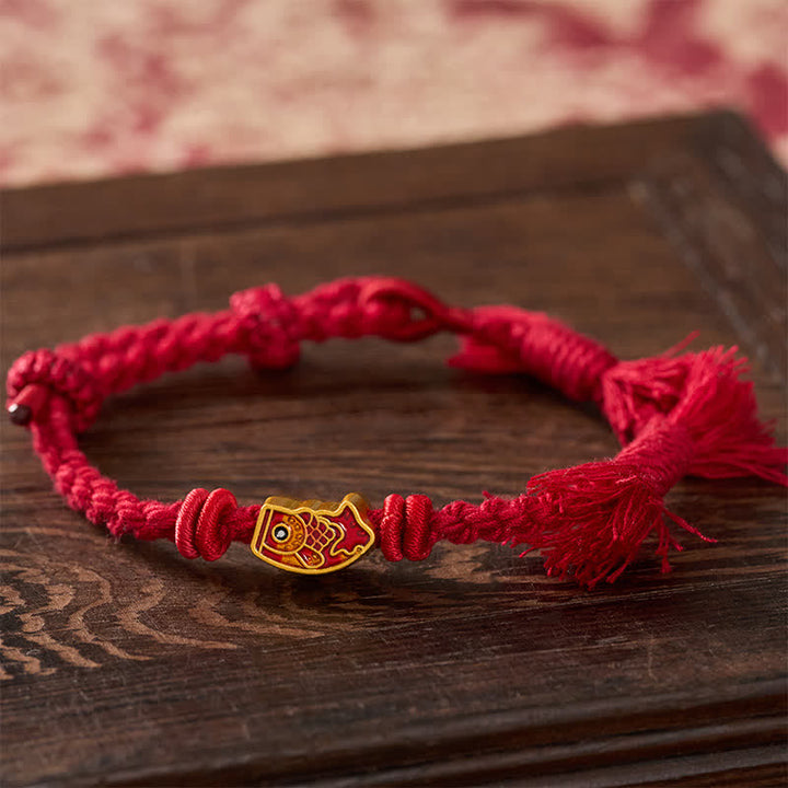 Buddha Stones Auspicious Red String Koi Fish Success Bracelet - image 1
