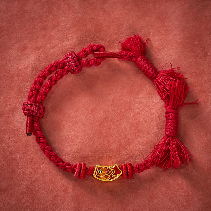 Buddha Stones Auspicious Red String Koi Fish Success Bracelet - image 2