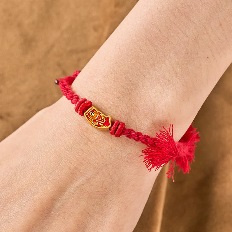 Buddha Stones Auspicious Red String Koi Fish Success Bracelet - image 4