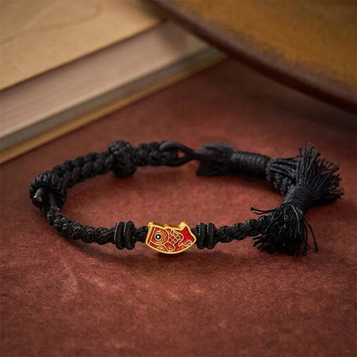 Buddha Stones Auspicious Red String Koi Fish Success Bracelet - Black String - image 15