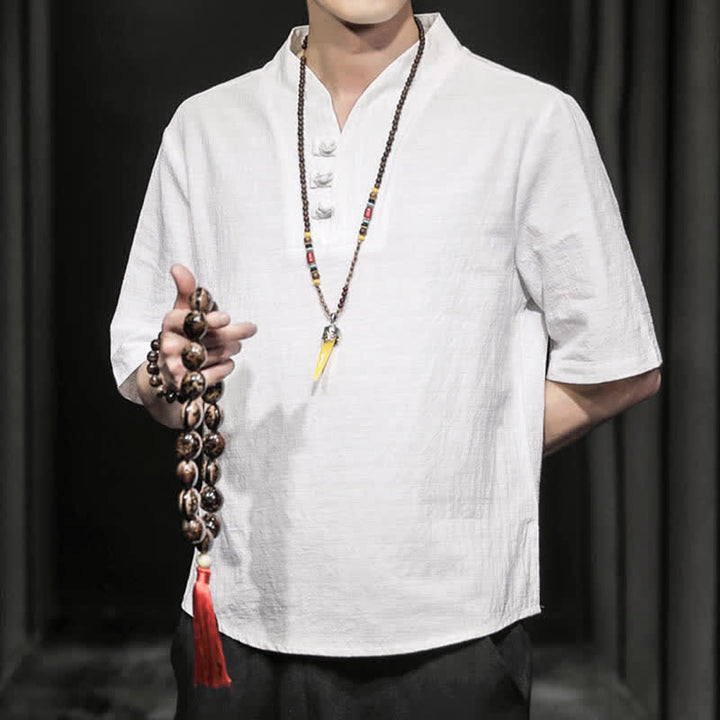 Buddha Stones Casual Summer Half Sleeve Shirt Men's Short Sleeve Shirts - image 5