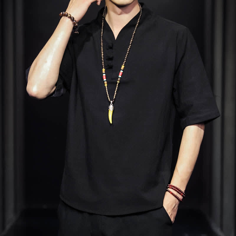 Buddha Stones Casual Summer Half Sleeve Shirt Men's Short Sleeve Shirts - image 9