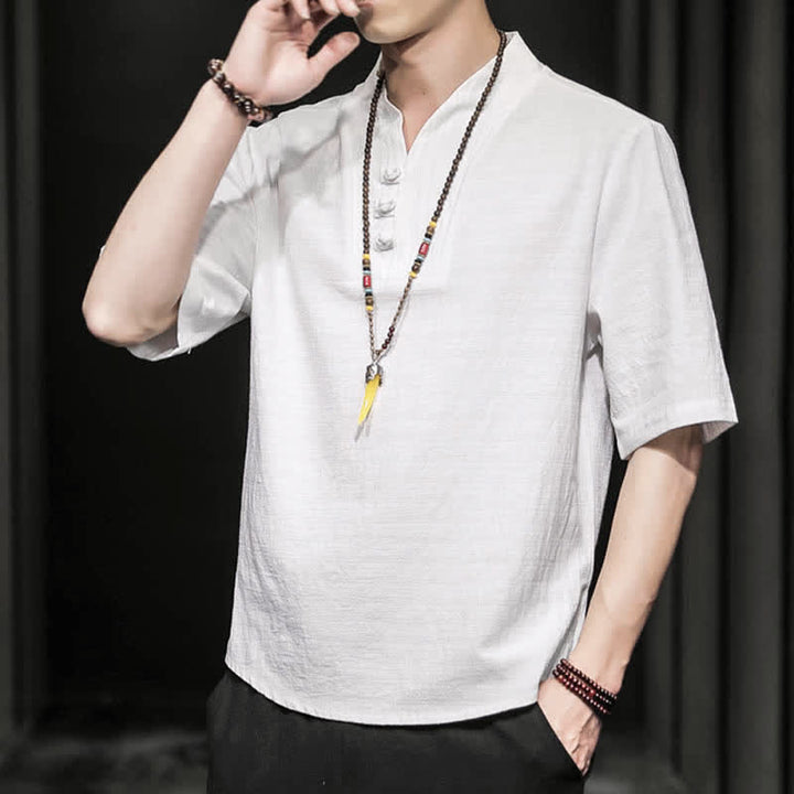 Buddha Stones Casual Summer Half Sleeve Shirt Men's Short Sleeve Shirts - image 3