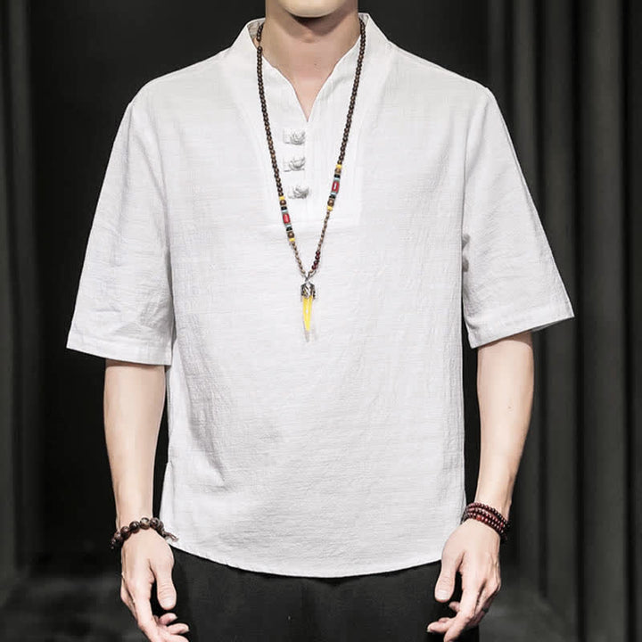 Buddha Stones Casual Summer Half Sleeve Shirt Men's Short Sleeve Shirts - image 1