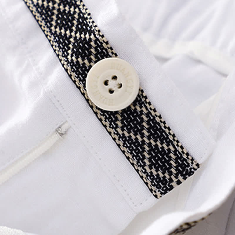 Buddha Stones Solid Color Front Button Back Elastic Women's Pants With Pockets - image 26