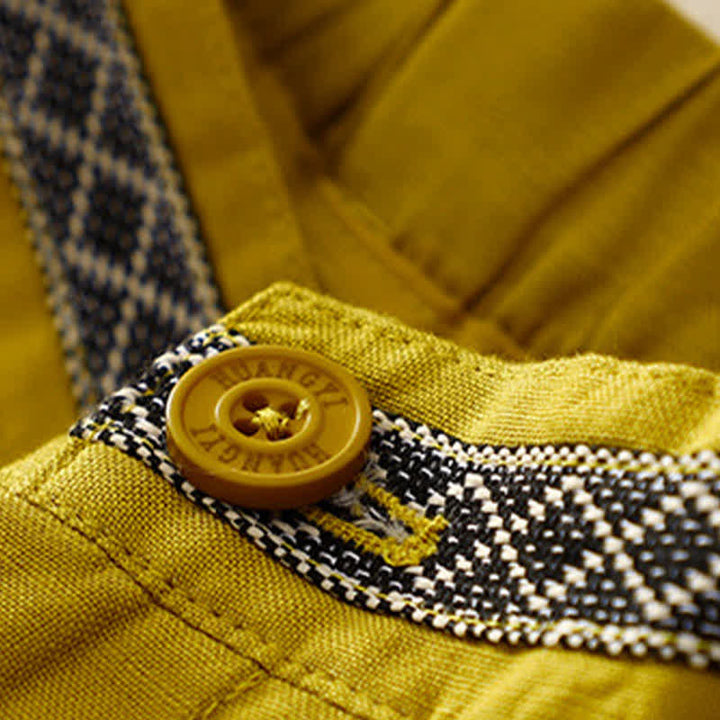 Buddha Stones Solid Color Front Button Back Elastic Women's Pants With Pockets - image 13