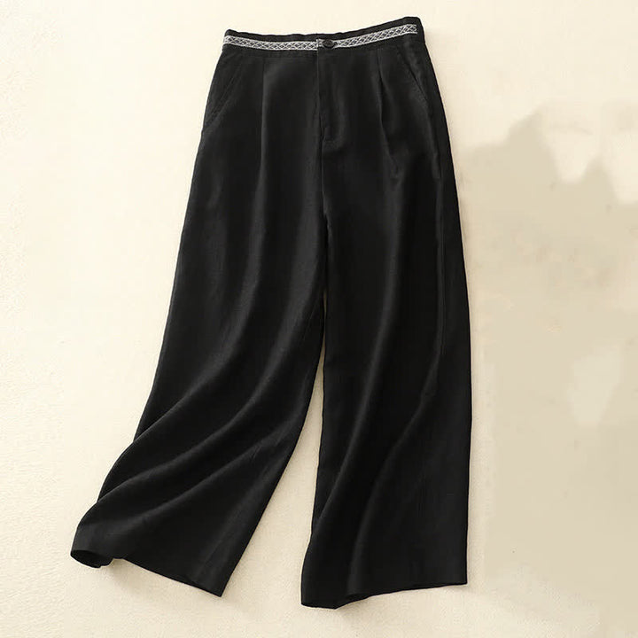 Buddha Stones Solid Color Front Button Back Elastic Women's Pants With Pockets - Black - US8-10，UK/AU12-14，EU40-42 (2XL) - image 27