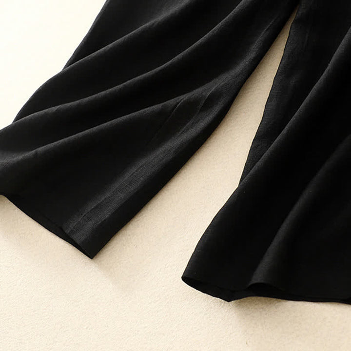 Buddha Stones Solid Color Front Button Back Elastic Women's Pants With Pockets - image 34