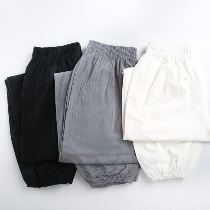 Buddha Stones Summer Solid Color Unisex Elastic Waist Tai Chi Qigong Practice Pants With Pockets - image 14