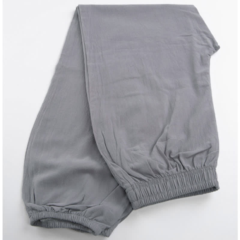 Buddha Stones Summer Solid Color Unisex Elastic Waist Tai Chi Qigong Practice Pants With Pockets - image 2