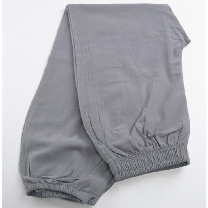 Buddha Stones Summer Solid Color Unisex Elastic Waist Tai Chi Qigong Practice Pants With Pockets - image 2