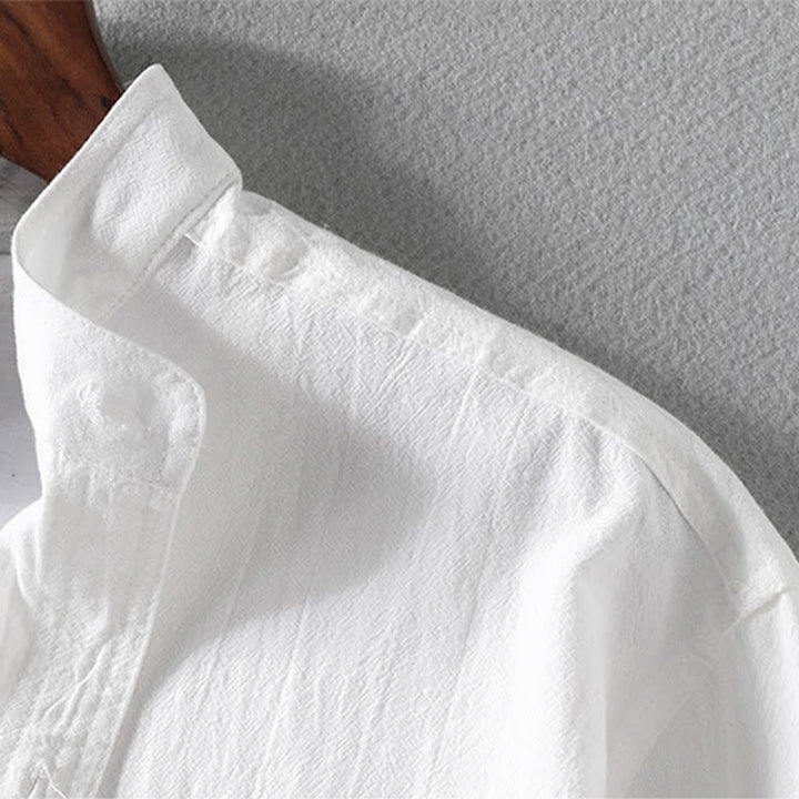 Buddha Stones Summer Solid Men's Buttons Half Sleeve Shirt - image 7