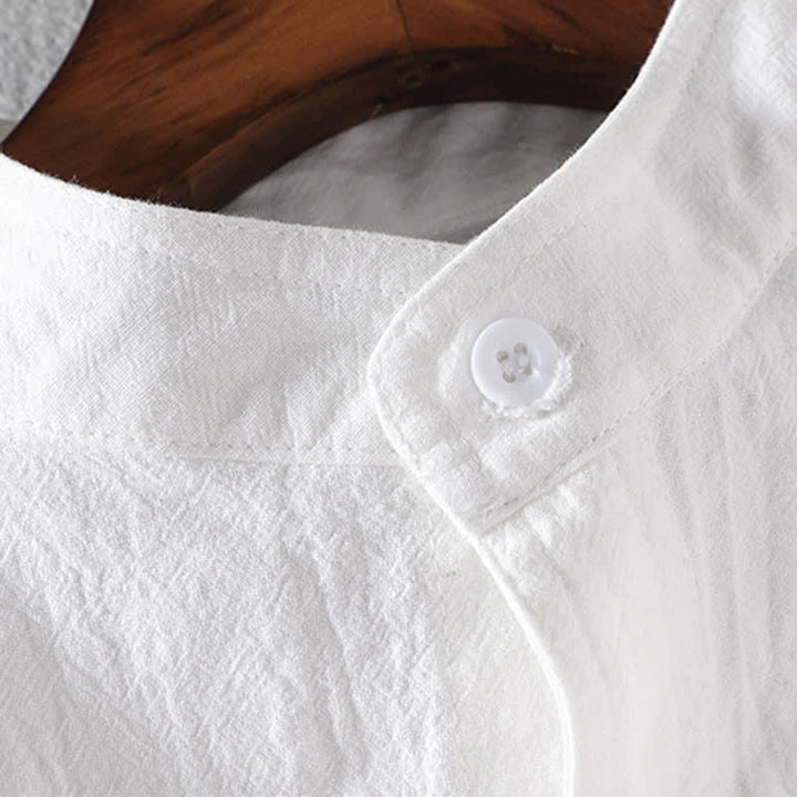 Buddha Stones Summer Solid Men's Buttons Half Sleeve Shirt - image 8