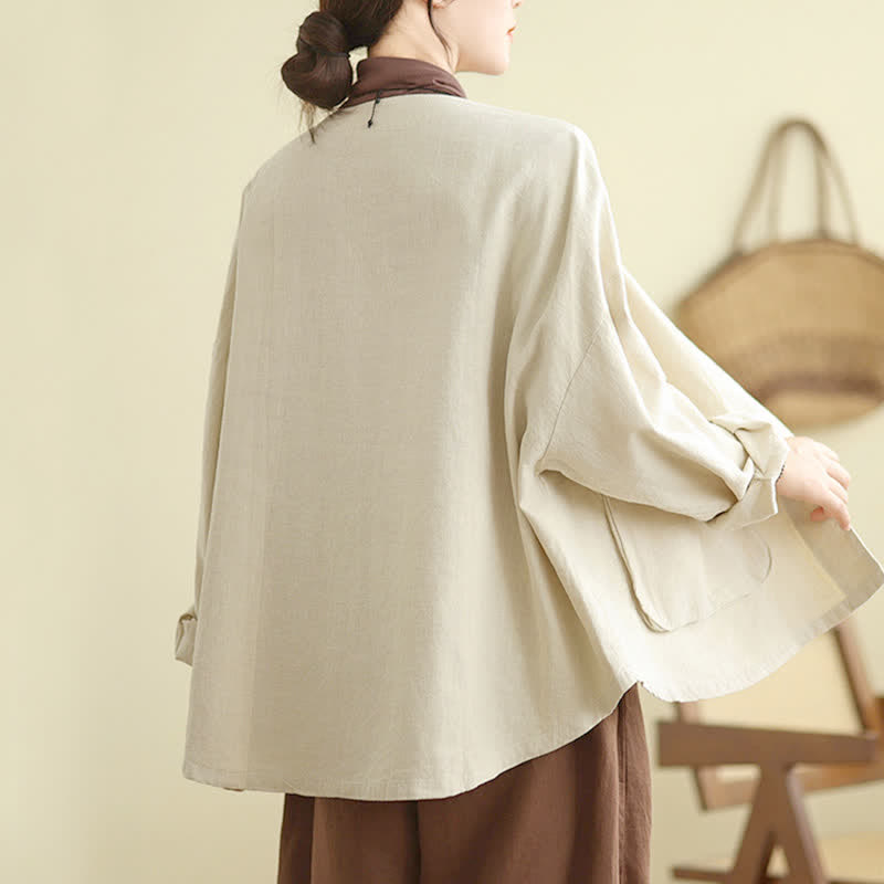 Buddha Stones Plain Design Long Sleeve Women's Jacket With Pockets - image 6