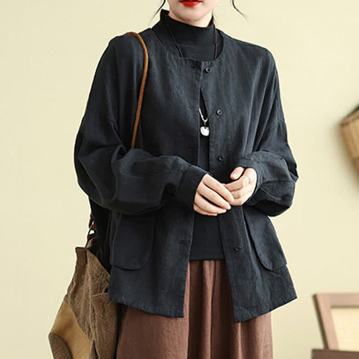 Buddha Stones Plain Design Long Sleeve Women's Jacket With Pockets - image 16