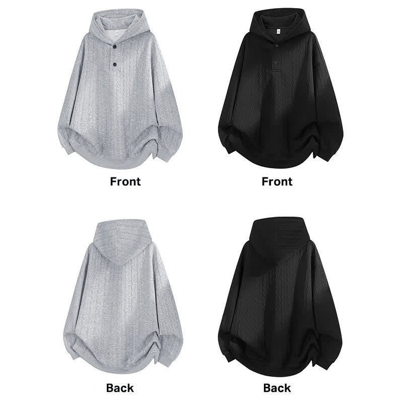 Buddha Stones Fall Winter Buttons Twisted Design Long Sleeve Men's Hoodie - image 15