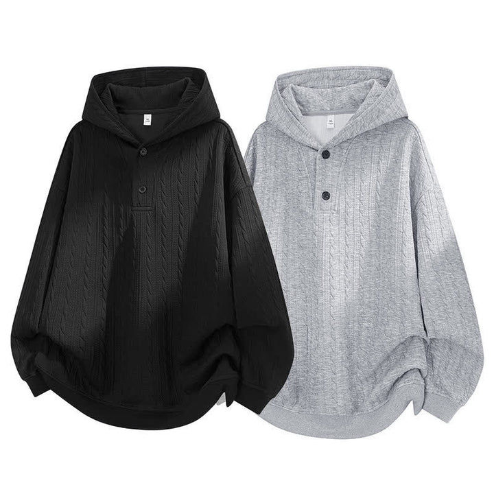 Buddha Stones Fall Winter Buttons Twisted Design Long Sleeve Men's Hoodie - image 14