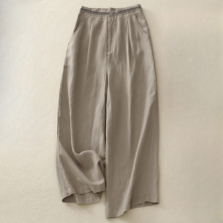 Buddha Stones Summer Plain Color 7-8 Length Women's Wide Leg Cropped Pants With Pockets Zipper - Tan - US8-10，UK/AU12-14，EU40-42 (2XL) - image 11
