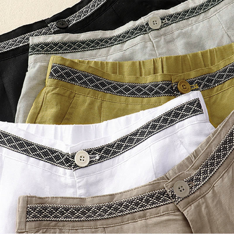 Buddha Stones Summer Plain Color 7-8 Length Women's Wide Leg Cropped Pants With Pockets Zipper - image 23