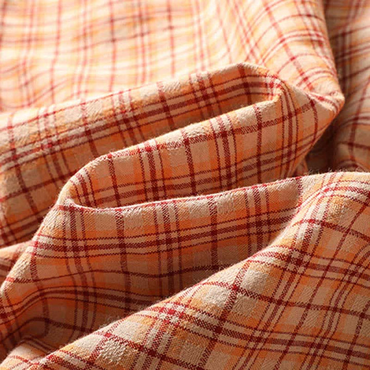 Buddha Stones Summer Casual Vintage Plaid Women's Three-Quarter Sleeve Dress With Pocket - image 3