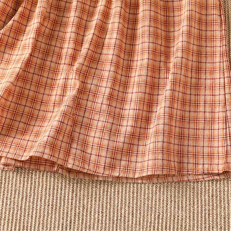 Buddha Stones Summer Casual Vintage Plaid Women's Three-Quarter Sleeve Dress With Pocket - image 6