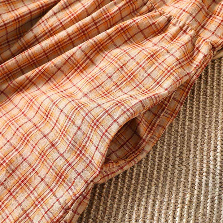 Buddha Stones Summer Casual Vintage Plaid Women's Three-Quarter Sleeve Dress With Pocket - image 12