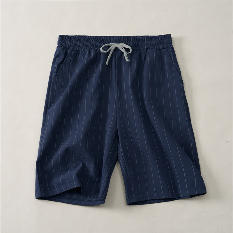 Buddha Stones Summer Casual Drawstring Striped Men's Shorts With Pockets - MidnightBlue - US/UK/AU44, EU54 (3XL) - image 0