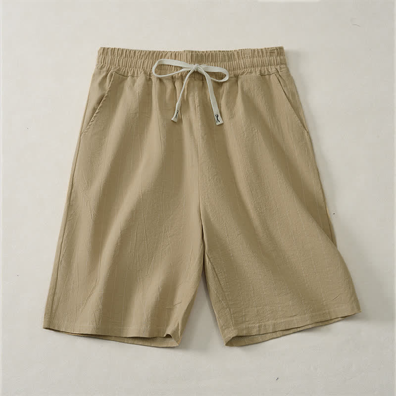 Buddha Stones Summer Casual Drawstring Striped Men's Shorts With Pockets - Tan - US/UK/AU44, EU54 (3XL) - image 7