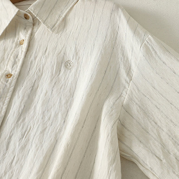 Buddha Stones Summer Casual Minimalist Button-Up Solid Women's Long Sleeve Shirts - image 4
