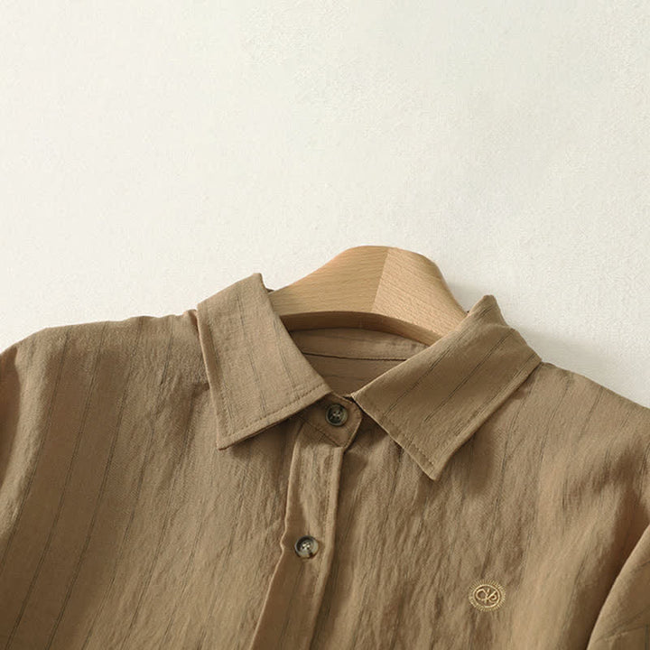 Buddha Stones Summer Casual Minimalist Button-Up Solid Women's Long Sleeve Shirts - image 12