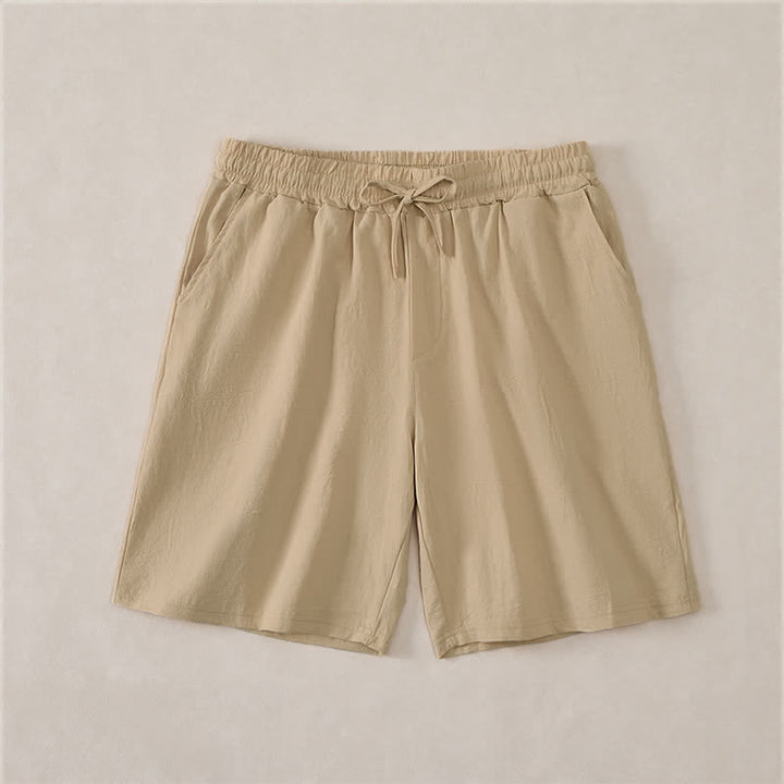 Buddha Stones Summer Casual Drawstring Solid Cotton Men's Shorts With Pockets - Tan - US/UK/AU44，EU54 (3XL) - image 16