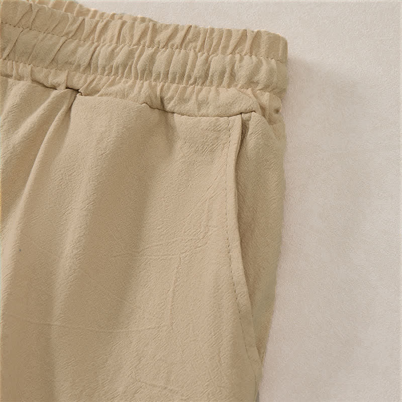 Buddha Stones Summer Casual Drawstring Solid Cotton Men's Shorts With Pockets - image 20