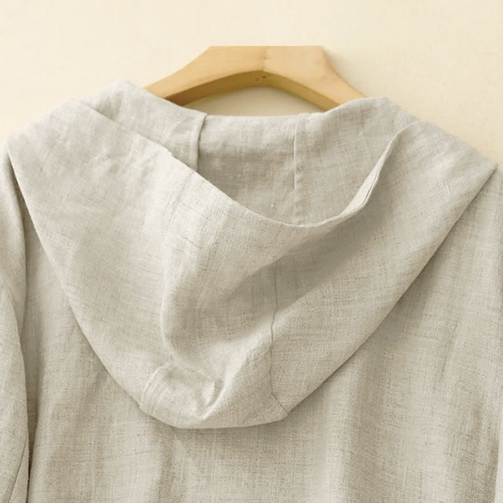 Buddha Stones Summer Casual Minimalist Drawstring Solid Women's Long Sleeve Shirts With Pocket - image 4