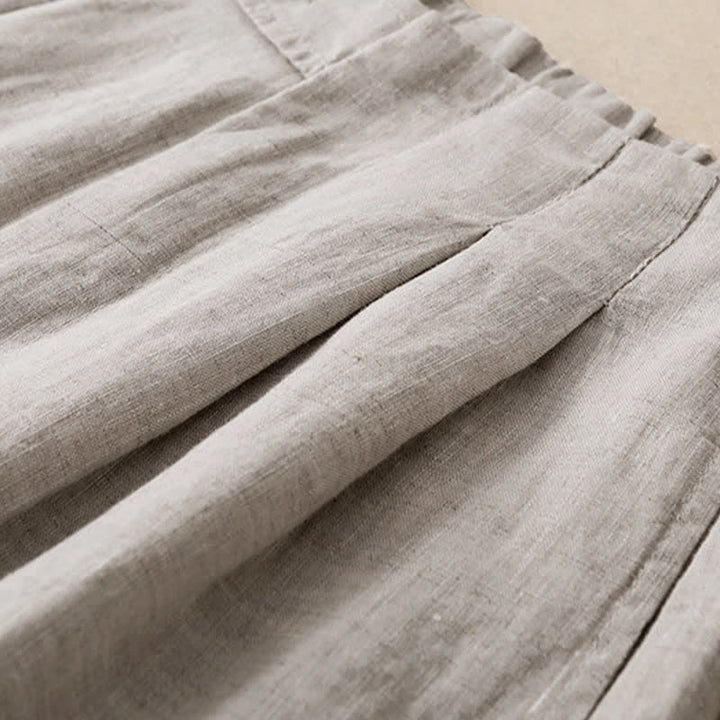 Buddha Stones Summer Casual Minimalist Button-Up Solid Ankle Pants Women's Wide Leg Pants With Pocket - image 17