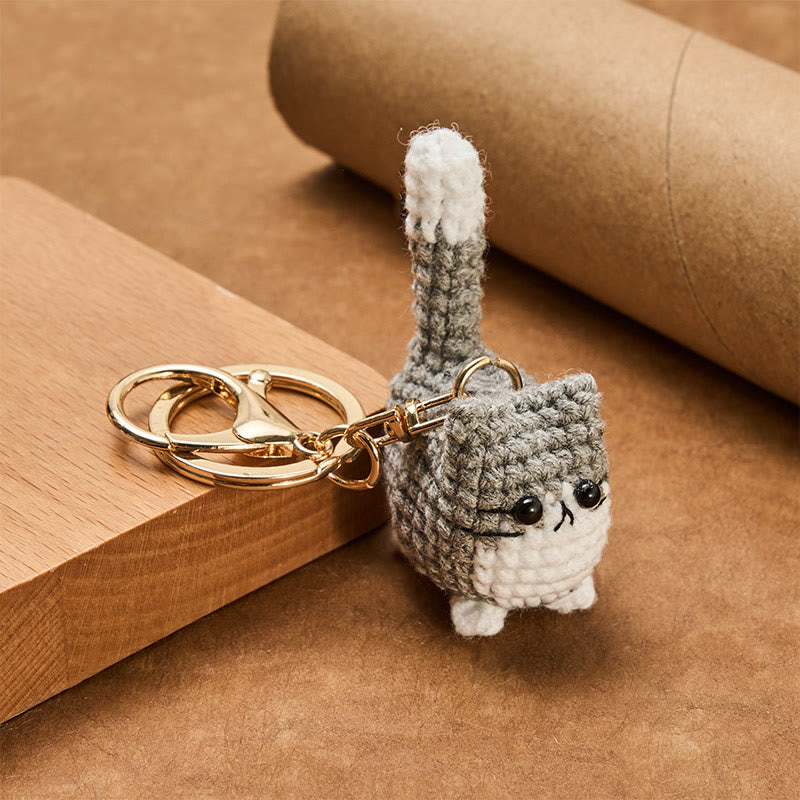 Buddha Stones Handmade Crochet Cute Cat Bag Charm Softness Keychains - image 7