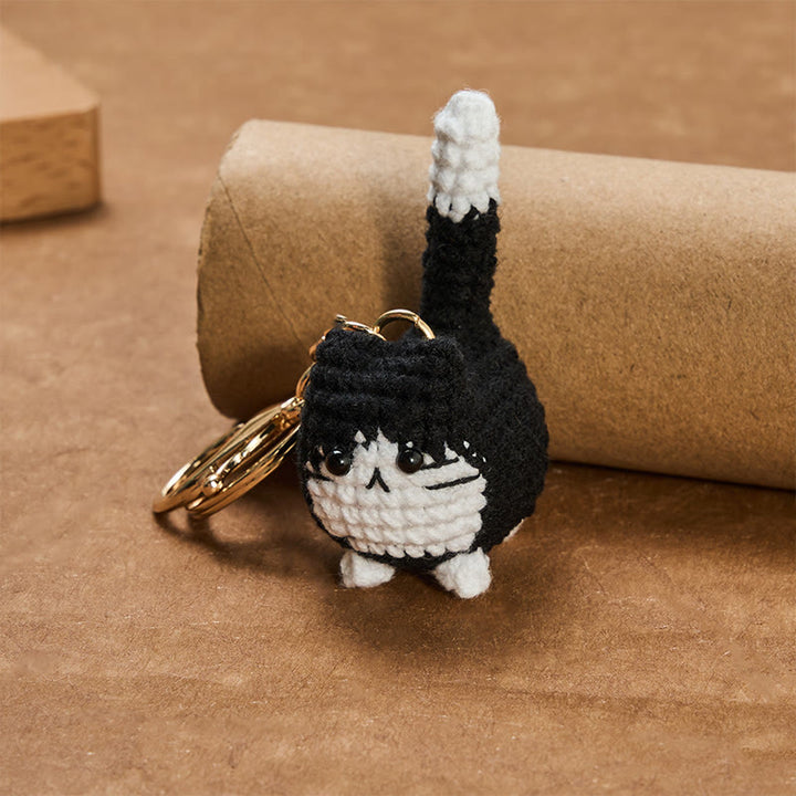 Buddha Stones Handmade Crochet Cute Cat Bag Charm Softness Keychains - image 12