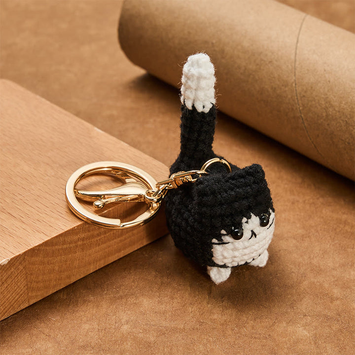 Buddha Stones Handmade Crochet Cute Cat Bag Charm Softness Keychains - image 11