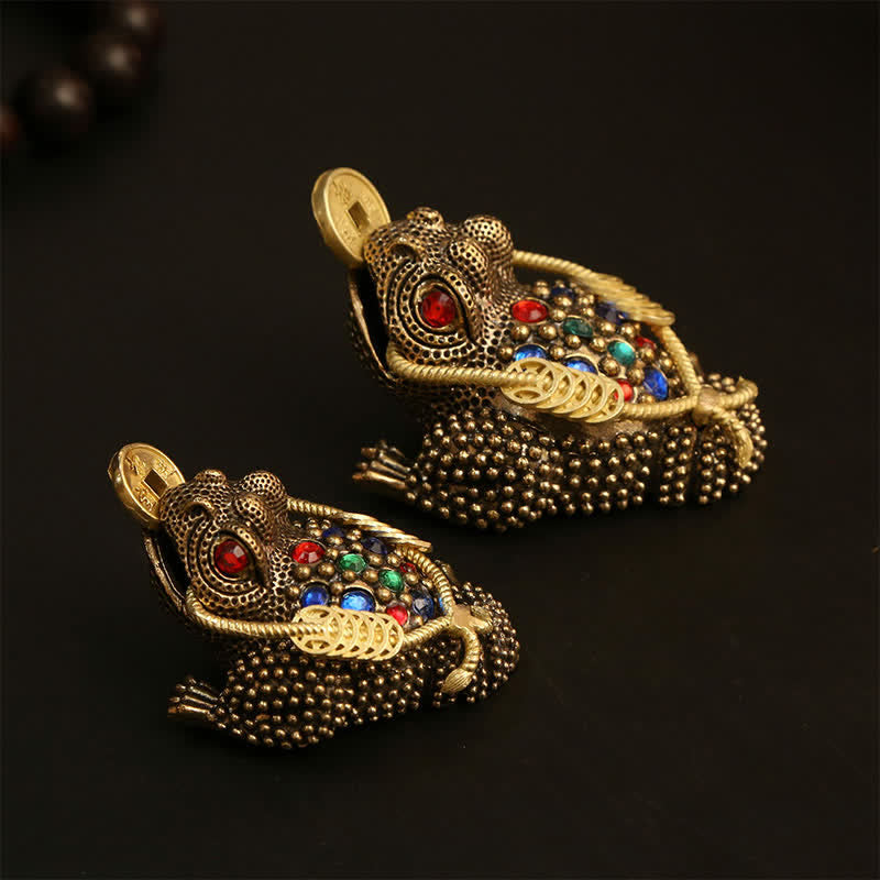 Buddha Stones Brass Three Legged Money Frog Wealth & Fortune Symbol - image 0
