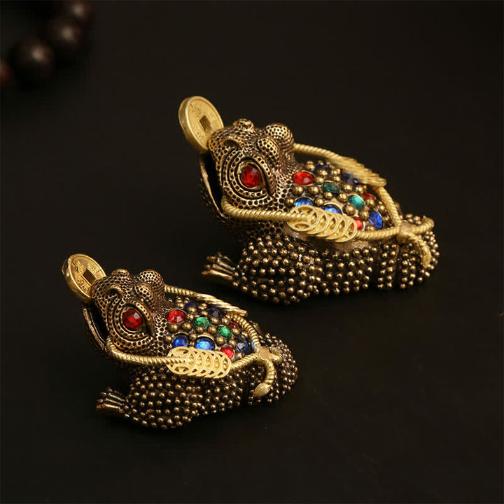 Buddha Stones Brass Three Legged Money Frog Wealth & Fortune Symbol - image 0