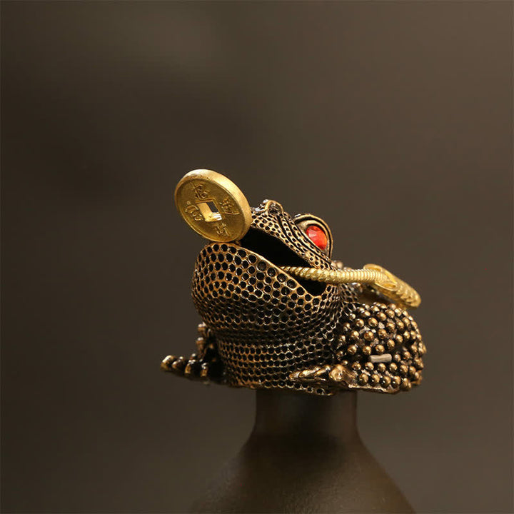 Buddha Stones Brass Three Legged Money Frog Wealth & Fortune Symbol - image 2