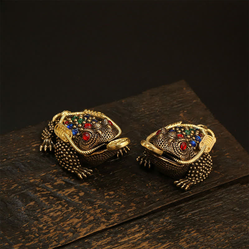 Buddha Stones Brass Three Legged Money Frog Wealth & Fortune Symbol - image 15