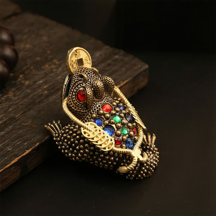 Buddha Stones Brass Three Legged Money Frog Wealth & Fortune Symbol - Large Money Frog 8.6 cm × 4.6 cm × 5.3 cm - image 3